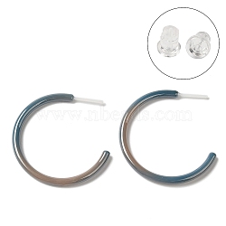 Hypoallergenic Bioceramics Zirconia Ceramic Stud Earrings, No Fading and Nickel Free, C-Shaped, Steel Blue, 30x2.5mm(EJEW-Z023-01I-01)