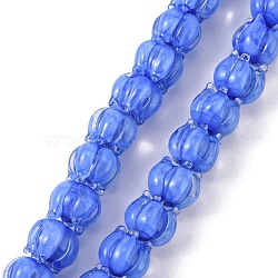Handmade Lampwork Beads, Flower, Blue, 11x12mm, Hole: 2mm, about 30pcs/strand, 12.40 inch(31.5cm)(LAMP-G142-02B)