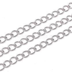304 Stainless Steel Twisted Chains, for DIY Jewelry Making, Soldered, Stainless Steel Color, 5x3.5x0.6mm(CHS-A003K-0.6mm)