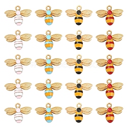 20Pcs 4 Colors Alloy Enamel Pendants, Light Gold, Bees, Mixed Color, 17.5x22.5x4mm, Hole: 2mm, 5pcs/color(ENAM-YW0001-91)