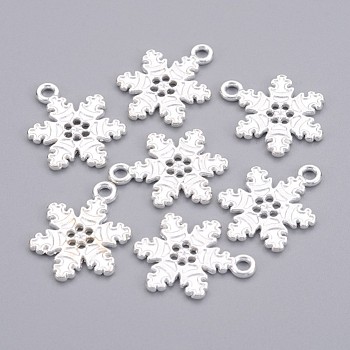 Tibetan Style Alloy Pendants, Lead Free, Nickel Free and Cadmium Free, Christmas Snowflake, Silver Color Plated, 22x16x2mm, Hole: 1.5mm