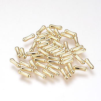 Brass Beads, Tube, Nickel Free, Real 18K Gold Plated, 7x2mm, Hole: 0.5mm