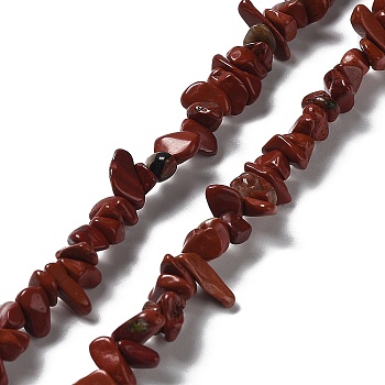 Natural Red Jasper Beads Strands, Chip, 1~5x3~16x3~5mm, Hole: 0.8~0.9mm, 29.92~32.68''(76~83cm)