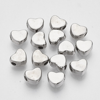CCB Plastic Beads, Heart, Platinum, 6x7x3.5mm, Hole: 1.8mm, about 4900pcs/500g