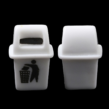 Resin Garbage Can Display Decorations, for Car Home Office Desktop Ornaments, White, 16.5x14x24mm