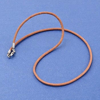 Leather Cord Necklace Making, with Brass Lobster Clasps, Peru, 18.1 inch, 3mm