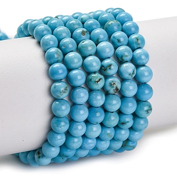 Natural Magnesite Beads Strands, Dyed & Heated, Round, 4mm, Hole: 1mm, about 94pcs/strand, 15.3 inch(39cm)