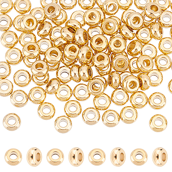 100Pcs 304 Stainless Steel Spacer Beads, Flat Round, Golden, 4x2mm, Hole: 1.6mm