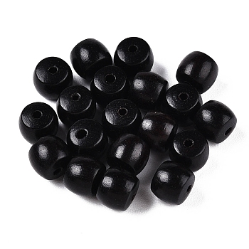 Natural Ebony Wood Apple Beads, Undyed, Column, Black, 8x7mm, Hole: 1.8mm, 1250pcs/500g