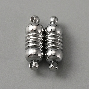 Alloy Magnetic Clasps, for Pendant Necklaces Making, Platinum, Column, 18x6mm, Hole: 1.8mm