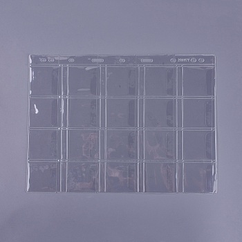 9 Holes 20 Coins Album Pages Sheets Loose Leaf, PVC Pocket Album Sleeves Pages, Clear, 28.4x21cm, Compartment: 4.45x4.3cm, 20 compartment/sheet