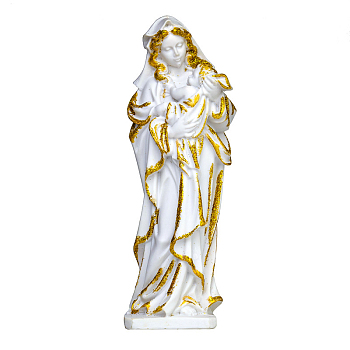 Resin Virgin Mary Figurines, for Home Office Desktop Decoration, White, 85x140x170mm