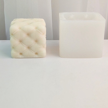 Rhombus-shaped Cube Candle Food Grade Silicone Molds, for Scented Candle Making, White, 77x77x65mm, Inner Diameter: 62x62x60mm