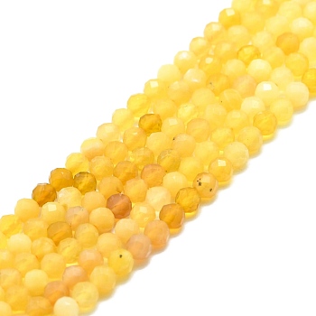 Natural Yellow Opal Beads Strands, Faceted, Round, 4mm, Hole: 0.8mm, about 108pcs/strand, 15.16''~15.55''(38.5~39.5cm)