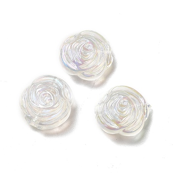 UV Plating Transparent Acrylic Beads, AB Color Plated, Rose, Clear, 17x16.5x8mm, Hole: 2mm