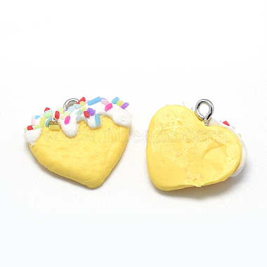 Gold Heart Polymer Clay Pendants