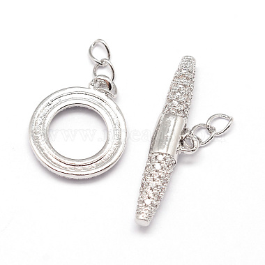 Brass Micro Pave Cubic Zirconia Ring Toggle Clasps(ZIRC-E010-24P)-2