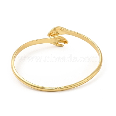 Rack Plating Brass Hug Hand Open Cuff Bangle for Women(BJEW-F444-01G)-2