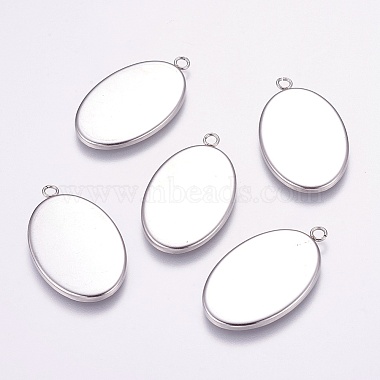 304 Stainless Steel Pendant Cabochon Settings(STAS-E144-075P)-2