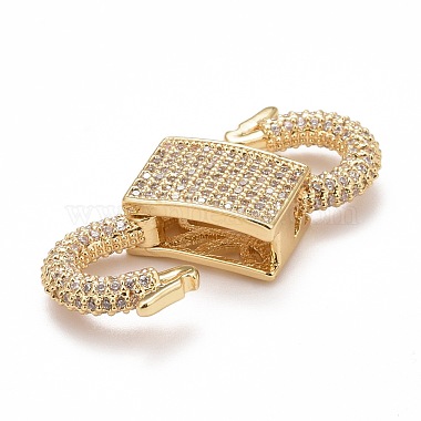 Rack Plating Brass Micro Pave Clear Cubic Zirconia Clasps(KK-M229-62G)-2