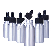 Aluminium Empty Dropper Bottles, with PP Plastic Screw Lid, for Essential Oils Aromatherapy Lab Chemicals, Black, 9.9x3.2cm, Capacity: 30ml, 8pcs/box(MRMJ-PH0001-17)