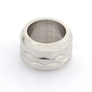 304 Stainless Steel Column Large Hole Beads, Stainless Steel Color, 11x7mm, Hole: 8mm(STAS-J012-04)