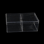 2 Grids Plastic Bead Containers with Cover, for Jewelry, Beads, Small Items Storage, Rectangle, Clear, 13.5x21.5x7.8cm(CON-K002-03D)