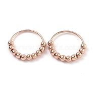 Brass Finger Ring, with Round Beads, Rose Gold, US Size 8, Inner Diameter: 18mm(RJEW-Z008-03RG)