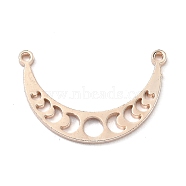 304 Stainless Steel Links, Moon Phase Links, Moon, Rose Gold, 14x21.5x1mm, Hole: 1mm(STAS-H150-01RG)