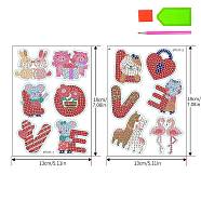 Valentine's Day Animal & Word LOVE Diamond Painting Stickers Beginner Kits, including Dotting Pen, Tray Plate, Rhinestones, Glue Clay, Mixed Color, 130x180x20mm(PW-WG75658-01)