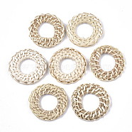 Handmade Reed Cane/Rattan Woven Linking Rings, For Making Straw Earrings and Necklaces, Ring, Antique White, 38~41x5~6mm, Inner Diameter: 17~20mm(X-WOVE-T006-063)