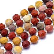 Natural Mookaite Beads Strands, Round, Faceted, 9~10mm, Hole: 1.4mm, about 34pcs/Strand, 15.16 inch(38.5cm)(G-K306-A10-10mm)