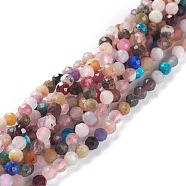 Natural Mixed Gemstone Beads Strands, Round, Faceted, 4mm, Hole: 0.8mm, about 101pcs/strand, 15.35inch(39cm)(G-A026-A04-4mm)