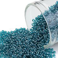 TOHO Round Seed Beads, Japanese Seed Beads, (108BD) Transparent Luster Teal, 15/0, 1.5mm, Hole: 0.7mm, about 3000pcs/10g(X-SEED-TR15-0108BD)