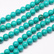 Natural Magnesite Beads Strand, Round, Dyed & Heated, Turquoise, 4mm, Hole: 1mm(TURQ-G096-4mm)