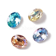 Glass Rhinestone Cabochons, Pointed Back & Back Plated, Oval, Mixed Color, 10x8x4mm(RGLA-J020-B-MO)
