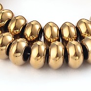 Rondelle Electroplated Non-magnetic Synthetic Hematite Bead Strands, Golden Plated, 10x6mm, Hole: 2mm, about 68pcs/strand, 15.7 inch(G-M232-13B)