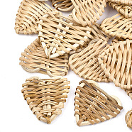 Handmade Reed Cane/Rattan Woven Beads, For Making Straw Earrings and Necklaces, No Hole/Undrilled, Heart, BurlyWood, 37~42x41~45x6~8mm(X-WOVE-T005-22A)