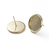 Brass Stud Earring Settings, Long-Lasting Plated, Flat Round, Real 24K Gold Plated, 16mm, Pin: 0.7mm, Tray: 14mm(KK-L205-13G-D)