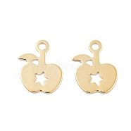 Brass Pendants, Apple with Star Charms, Real 18K Gold Plated, 8x6x0.2mm, Hole: 1mm(KK-B082-07G)