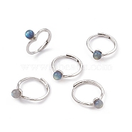 Natural Labradorite Adjustable Rings, Platinum Tone Brass Finger Rings for Women, 1.4~7mm, Inner Diameter: 17.6mm(RJEW-G273-11P-01)