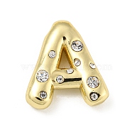 Brass Micro Pave Clear Cubic Zirconia Pendants, Long-Lasting Plated, Cadmium Free & Lead Free, Real 18K Gold Plated, Letter A~Z, Letter A, 18~19x11~21x5mm, Hole: 2.8~3x1.8~2mm(KK-E093-04G-A)