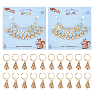 Alloy Cat Charm Locking Stitch Markers, Golden Tone 304 Stainless Steel Lobster Claw Clasp Locking Stitch Marker, Matte Gold Color, 2.5cm, 10pcs/set(HJEW-PH01717)
