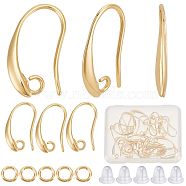 30Pcs Brass Earring Hooks, with Horizontal Loop, Cadmium Free & Nickel Free & Lead Free, with 30Pcs Open Jump Rings & 100Pcs Plastic Ear Nuts, Real 18K Gold Plated, 19x10x2mm, Hole: 2mm, Pin: 1mm(DIY-CN0002-55)
