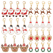 AHADERMAKER 28Pcs 7 Style Christmas Theme Alloy Enamel Pendants, with 304 Stainless Steel Lobster Claw Clasps, Mixed Christmas Shape, Mixed Color, 25~49mm, 4pcs/style(HJEW-GA0001-15)