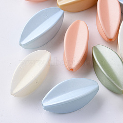 Spray Painted Acrylic Beads, Rubberized Style, Carambola, Mixed Color, 35x19x14mm, Hole: 2mm(X-MACR-N006-09)