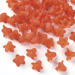 Transparent Acrylic Beads, Frosted, Flower, Light Coral, 17.5x12mm, Hole: 1.5mm(X-PLF018-03)