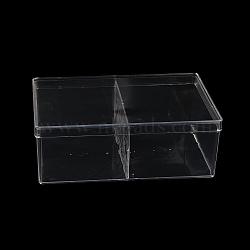 2 Grids Plastic Bead Containers with Cover, for Jewelry, Beads, Small Items Storage, Rectangle, Clear, 13.5x21.5x7.8cm(CON-K002-03D)