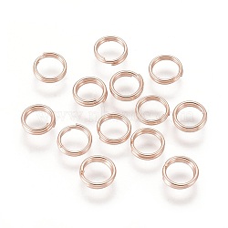 304 Stainless Steel Split Rings, Double Loops Jump Rings, Rose Gold, 5x1mm, Inner Diameter: 3.8mm, Single Wire: 0.5mm(X-STAS-P223-22RG-01)