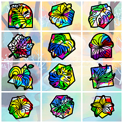 Suncatcher Craft Set, for Kids Window Paint Art Painting, Plants Pattern, 19.9~21x7.6~21cm, about 12pcs/set(DIY-WH0342-035)